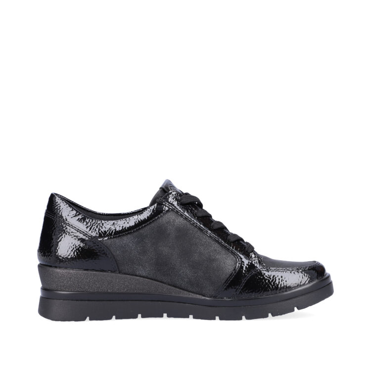 Baskets compensées pour femme marque Remonte. Référence R0705-03 Black. Disponible chez Chauss'Family magasin de chaussures Issoire