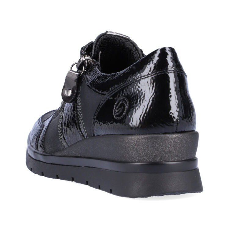 Baskets compensées pour femme marque Remonte. Référence R0705-03 Black. Disponible chez Chauss'Family magasin de chaussures Issoire