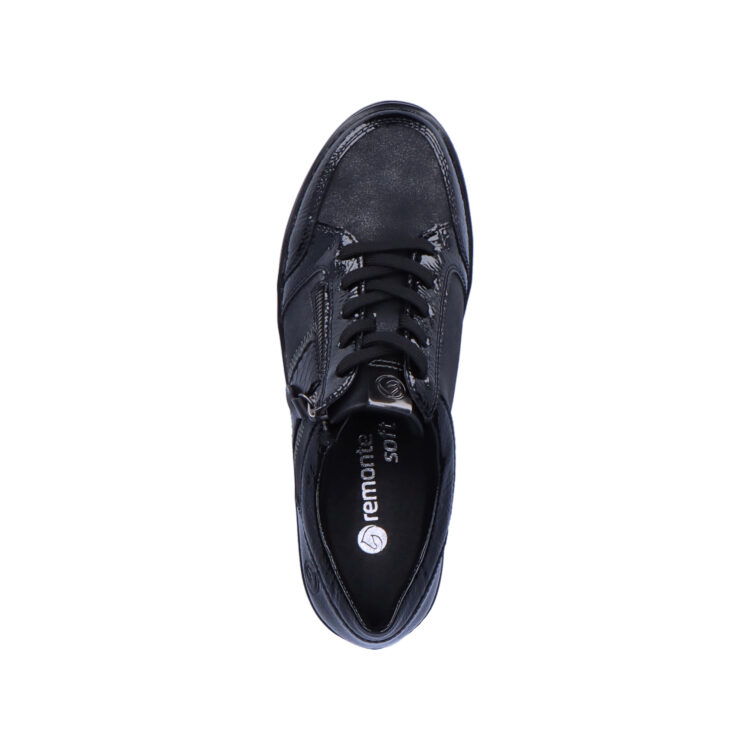 Baskets compensées pour femme marque Remonte. Référence R0705-03 Black. Disponible chez Chauss'Family magasin de chaussures Issoire