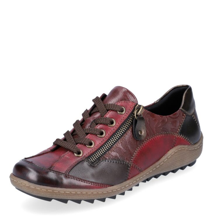 Baskets bordeaux pour femme marque Remonte. Référence R1430-35 Vino. Disponible chez Chauss'Family magasin de chaussures à Issoire.