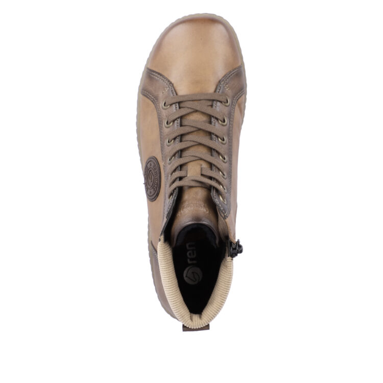 Baskets montantes marron pour femme marque Remonte. Référence R1460-22 Chestnut. Disponible chez Chauss'Family magasin de chaussures Issoire