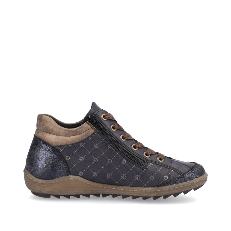 Baskets montantes bleu marine pour femme marque Remonte. Référence R1465-14 Ozean. Disponible chez Chauss'Family magasin de chaussures Issoire