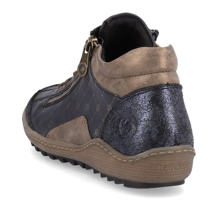 Baskets montantes bleu marine pour femme marque Remonte. Référence R1465-14 Ozean. Disponible chez Chauss'Family magasin de chaussures Issoire