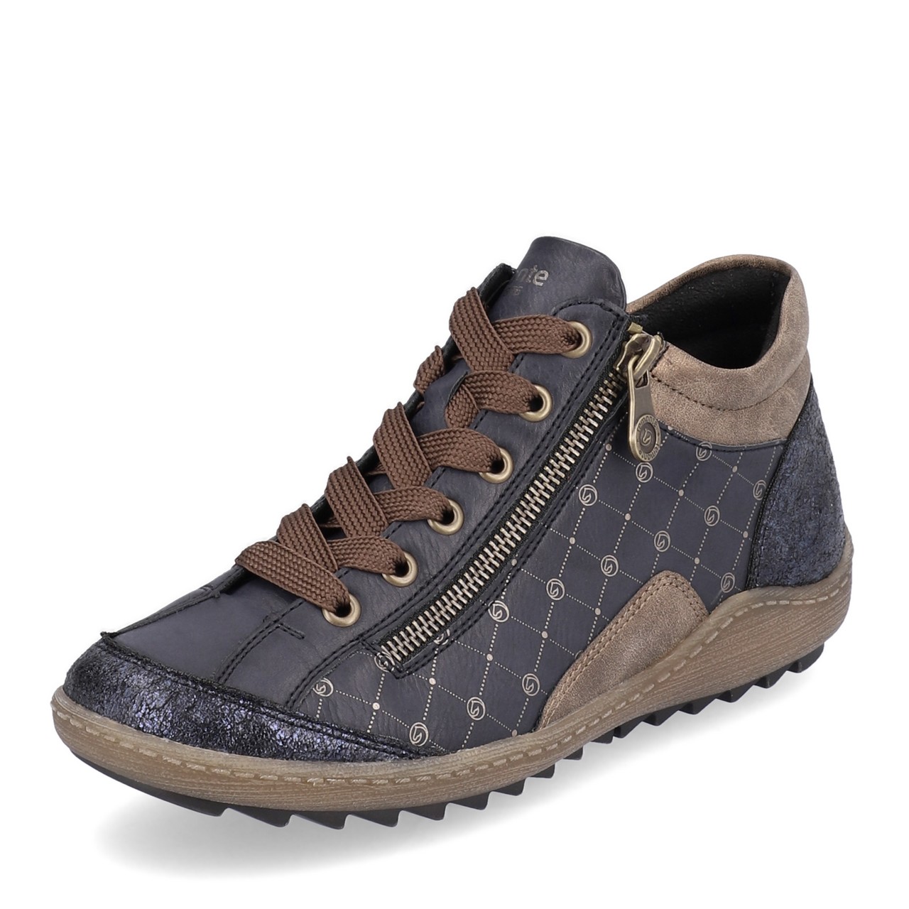 Baskets montantes bleu marine pour femme marque Remonte. Référence R1465-14 Ozean. Disponible chez Chauss'Family magasin de chaussures Issoire