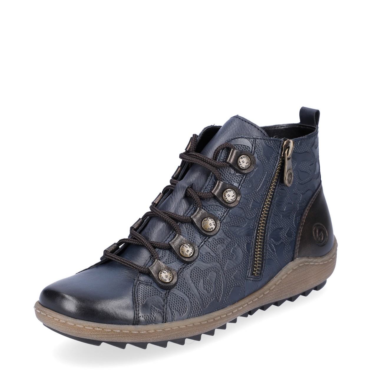 Baskets montantes bleu marine pour femme marque Remonte. Référence R1488-14 Pazifik. Disponible chez Chauss'Family magasin de chaussures Issoire