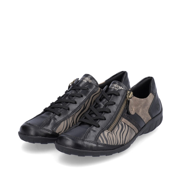 Baskets noires pour femme marque Remonte. Référence R3407-02 Schwarz. Disponible chez Chauss'Family magasin de chaussures à Issoire.