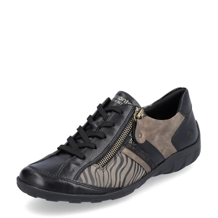Baskets noires pour femme marque Remonte. Référence R3407-02 Schwarz. Disponible chez Chauss'Family magasin de chaussures à Issoire.