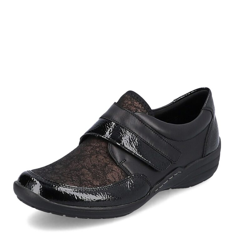 Chaussures à velcro pour femme marque Remonte. Référence R7600-03 Black. Disponible chez Chauss'Family magasin de chaussures Issoire.