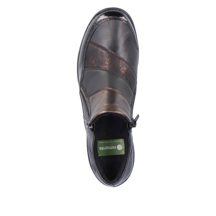 Bottillon noir pour femme marque Remonte. Référence R7678-01 Black. Disponible chez Chauss'Family magasin de chaussures Issoire.