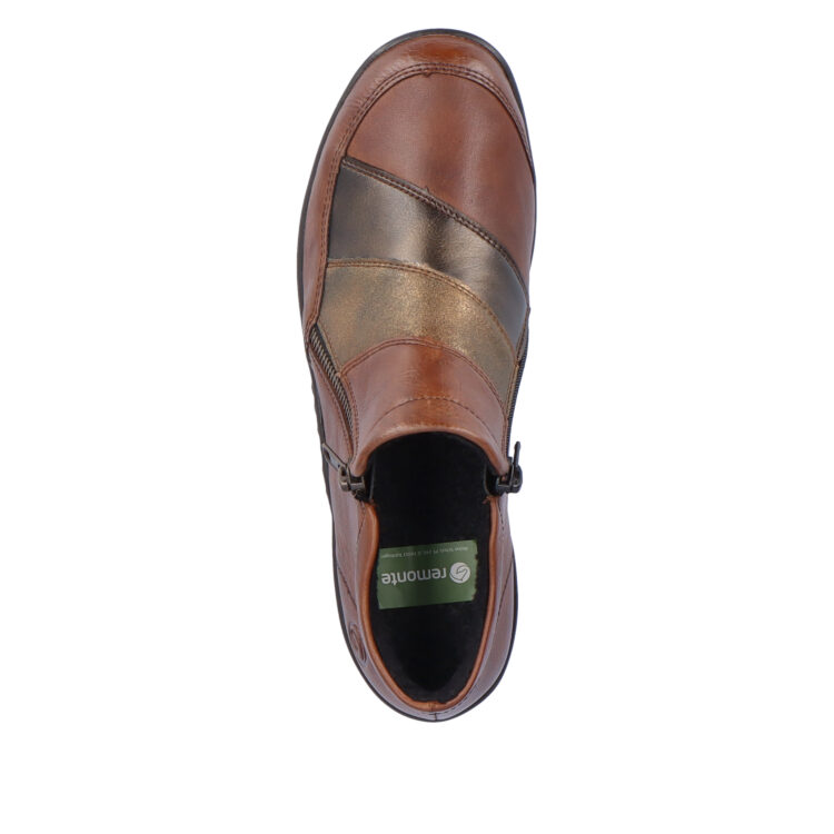 Bottillon marron pour femme marque Remonte. Référence R7678-02 Chestnut. Disponible chez Chauss'Family magasin de chaussures Issoire.