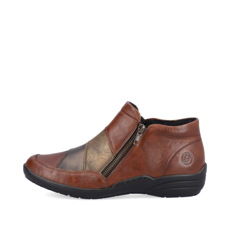 Bottillon marron pour femme marque Remonte. Référence R7678-02 Chestnut. Disponible chez Chauss'Family magasin de chaussures Issoire.