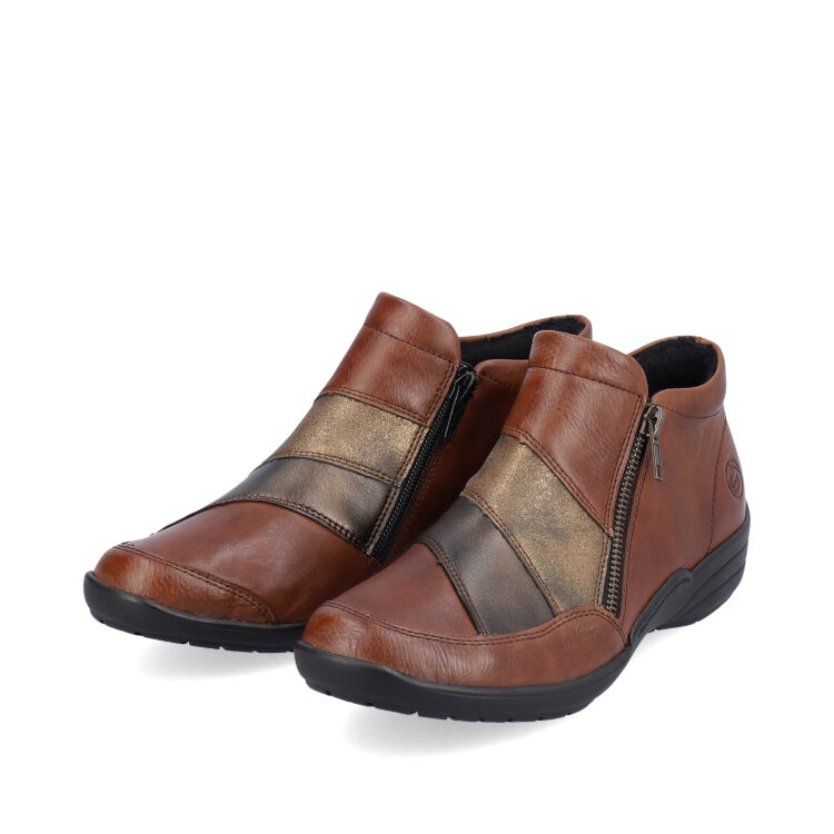 Bottillon marron pour femme marque Remonte. Référence R7678-02 Chestnut. Disponible chez Chauss'Family magasin de chaussures Issoire.