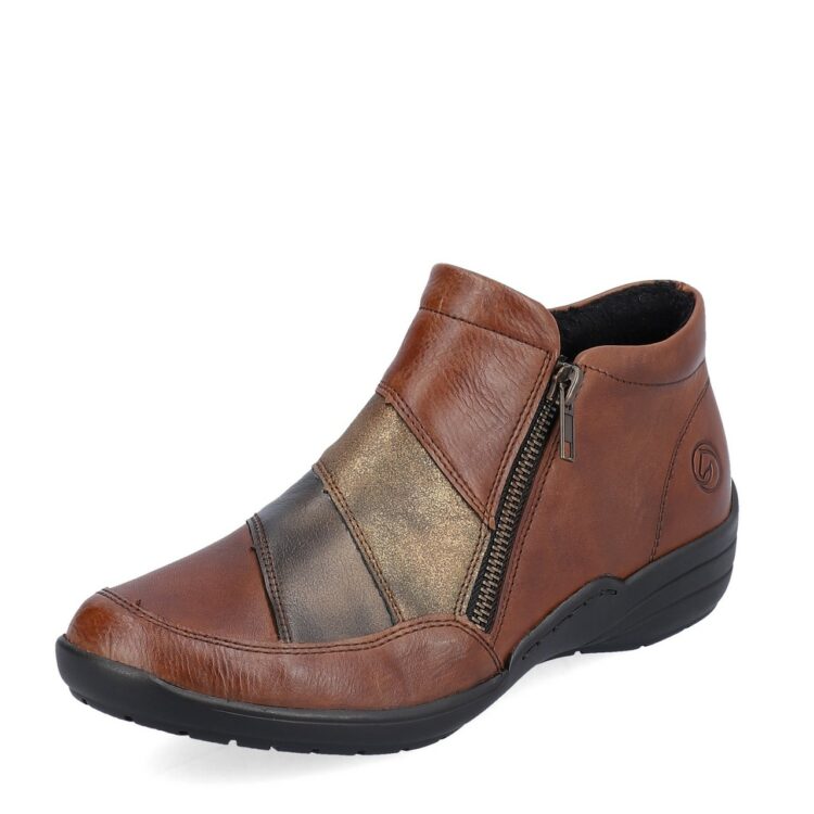 Bottillon marron pour femme marque Remonte. Référence R7678-02 Chestnut. Disponible chez Chauss'Family magasin de chaussures Issoire.