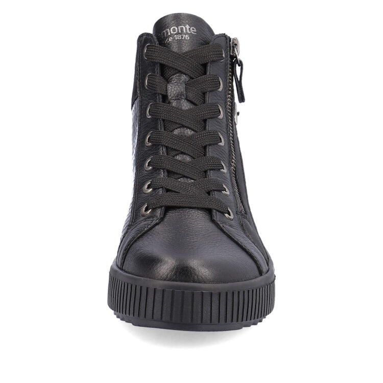Baskets montantes noires pour femme marque Remonte. Référence R7997-01 Schwarz. Disponible chez Chauss'Family magasin de chaussures Issoire