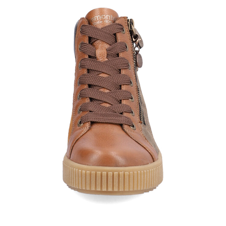 Baskets montantes marron pour femme marque Remonte. Référence R7997-24 Brown. Disponible chez Chauss'Family magasin de chaussures Issoire.