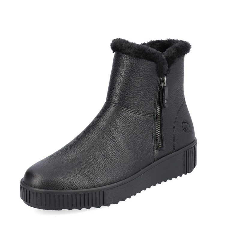 Bottines noires pour femme marque Remonte. Référence R7999-01 Schwarz. Disponible chez Chauss'Family magasin de chaussures Issoire.