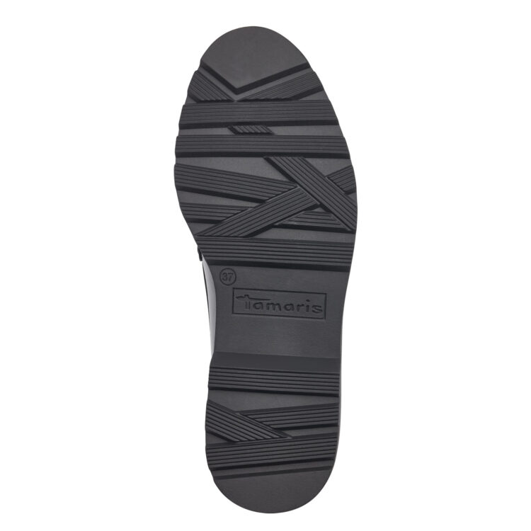 Mocassins noirs de la marque Tamaris. Référence 24312-41 087 Black Patent. Disponible chez Chauss'Family magasin de chaussures à Issoire.