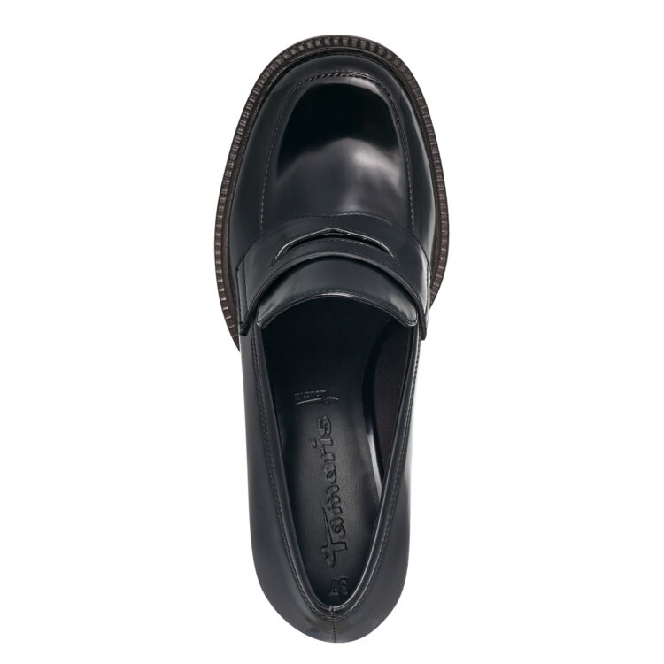 Mocassins à talons de la marque Tamaris. Référence 24450-41 001 Black. Disponible chez Chauss'Family magasin de chaussures à Issoire.