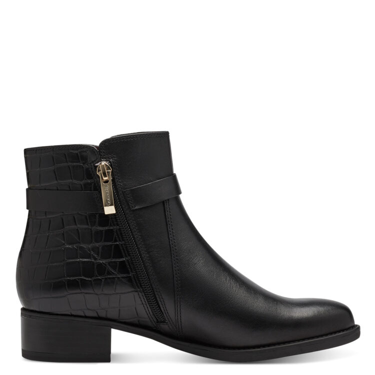Bottines noires de la marque Tamaris. Référence 25047-41 001 Black. Disponible chez Chauss'Family magasin de chaussures à Issoire.