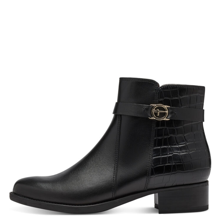 Bottines noires de la marque Tamaris. Référence 25047-41 001 Black. Disponible chez Chauss'Family magasin de chaussures à Issoire.
