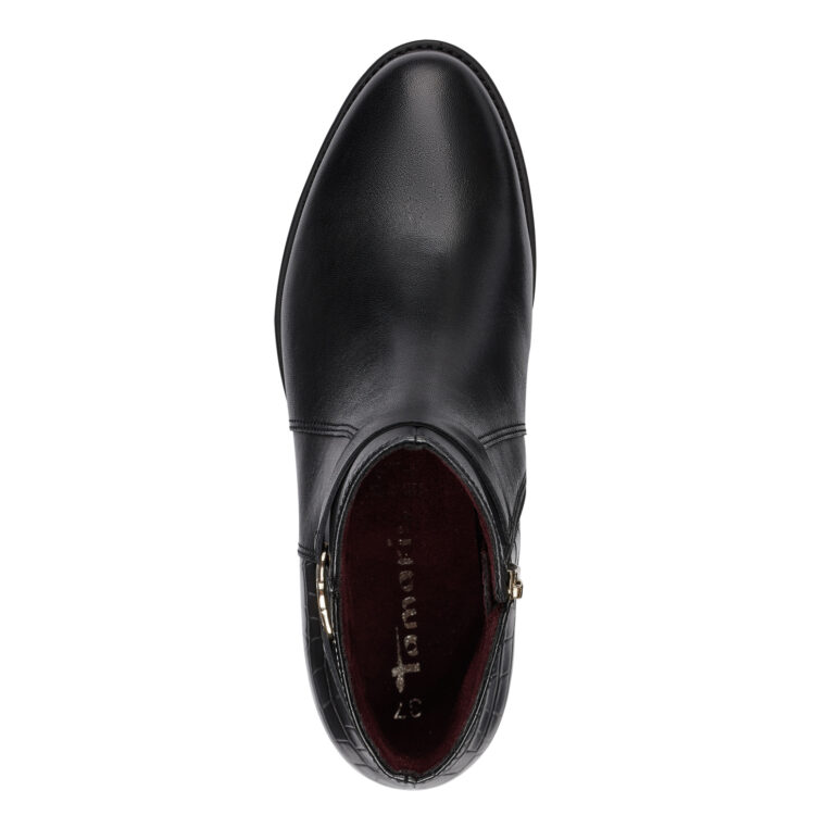 Bottines noires de la marque Tamaris. Référence 25047-41 001 Black. Disponible chez Chauss'Family magasin de chaussures à Issoire.