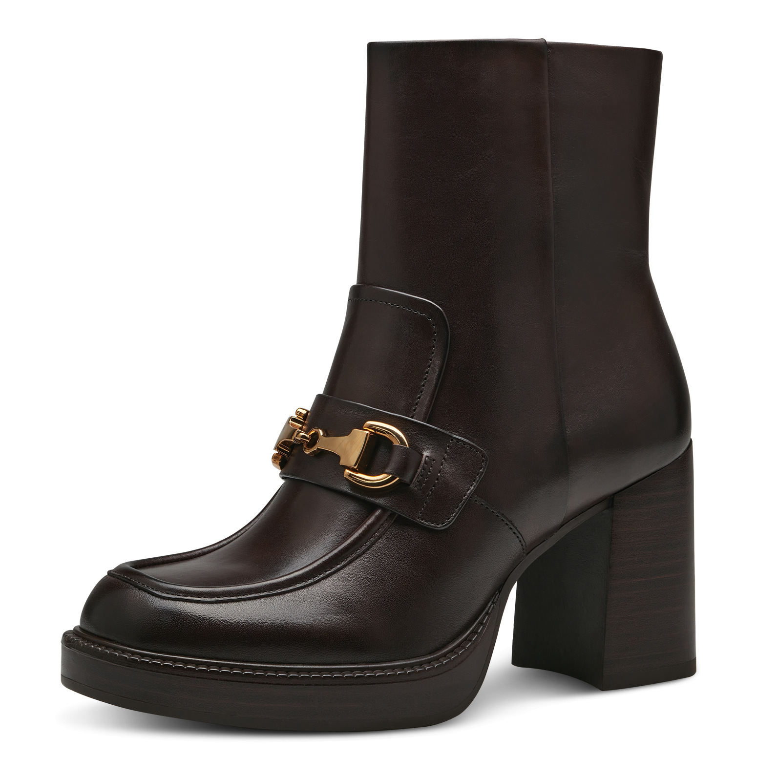 Bottines à Talons Tamaris Femme - Modèle 1-25331-43, Cuir, Semelle Confort, Slip-On, Talon Plat