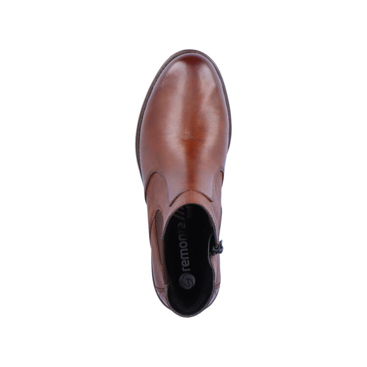 Bottines marron pour femme marque Remonte. Référence D0F70-22 Chestnut Disponible chez Chauss'Family magasin de chaussures Issoire.