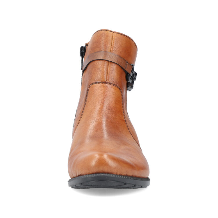 Bottines marron pour femme marque Rieker. Référence 78676-25 Tabacco. Disponible chez Chauss'Family magasin de chaussures Issoire.