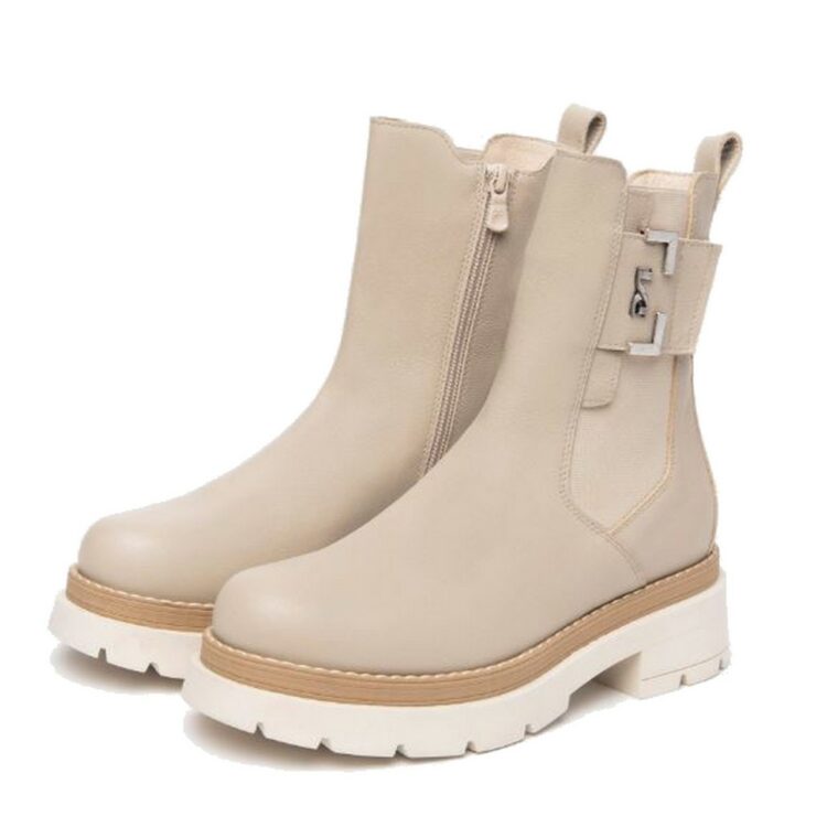 Bottines beiges femme marque NeroGiardini. Référence I309150D 728 Avena. Disponible chez Chauss'Family magasin chaussures Issoire