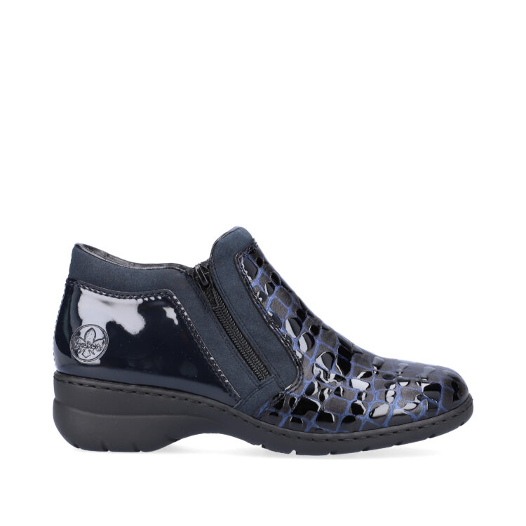 Bottines / bottillon bleus pour femme de la marque Rieker. Référence L4382-14 Navy. Disponible chez Chauss'Family magasin de chaussures à Issoire.