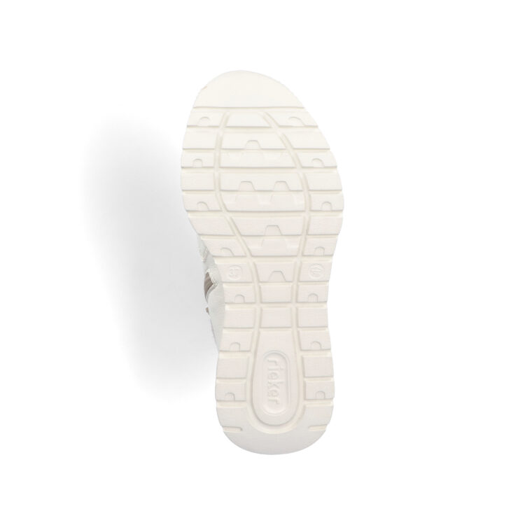 Bottines blanches chaudes pour femme marque Rieker. Référence M6010-80 Dirtywhite. Disponible chez Chauss'Family magasin de chaussures Issoire.