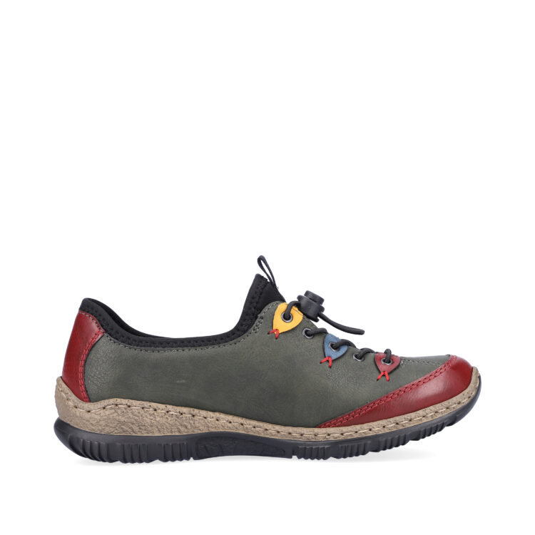 Baskets vertes pour femme marque Rieker. Référence N3271-54 Eagle. Disponible chez Chauss'Family magasin de chaussures Issoire