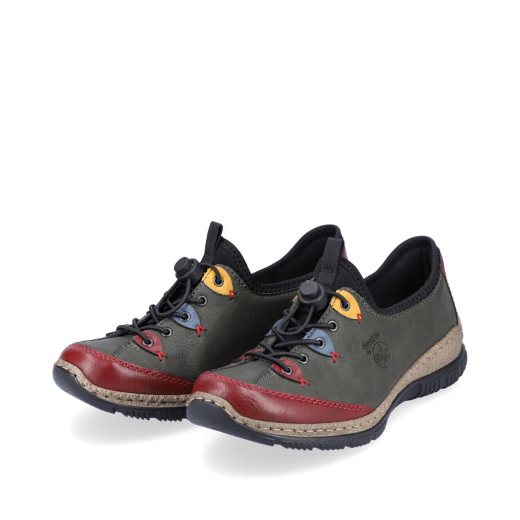Baskets vertes pour femme marque Rieker. Référence N3271-54 Eagle. Disponible chez Chauss'Family magasin de chaussures Issoire