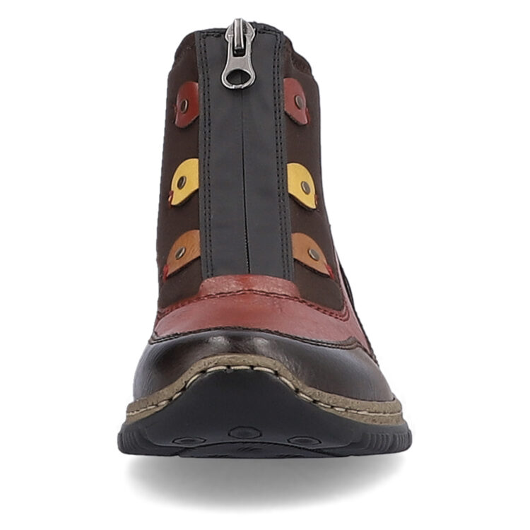 Bottines / bottillon multicolores pour femme de la marque Rieker. Référence N3277-25 Mokka. Disponible chez Chauss'Family magasin de chaussures à Issoire.