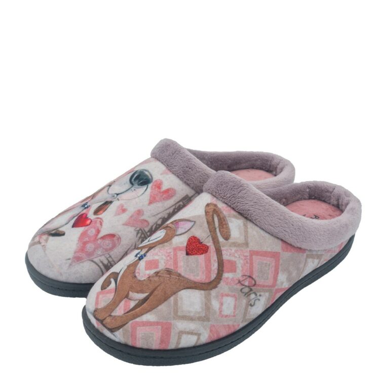 Mules motif Chat et chien pour femme de la marque Plumaflex. Référence : Perro Gato R12213. Chauss'Family Issoire magasin de chaussures à Issoire.