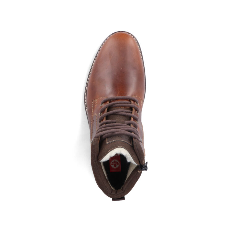 Bottines chaudes pour homme marque Rieker. Référence 13740-24 Braun. Disponible chez Chauss'Family magasin de chaussures Issoire.