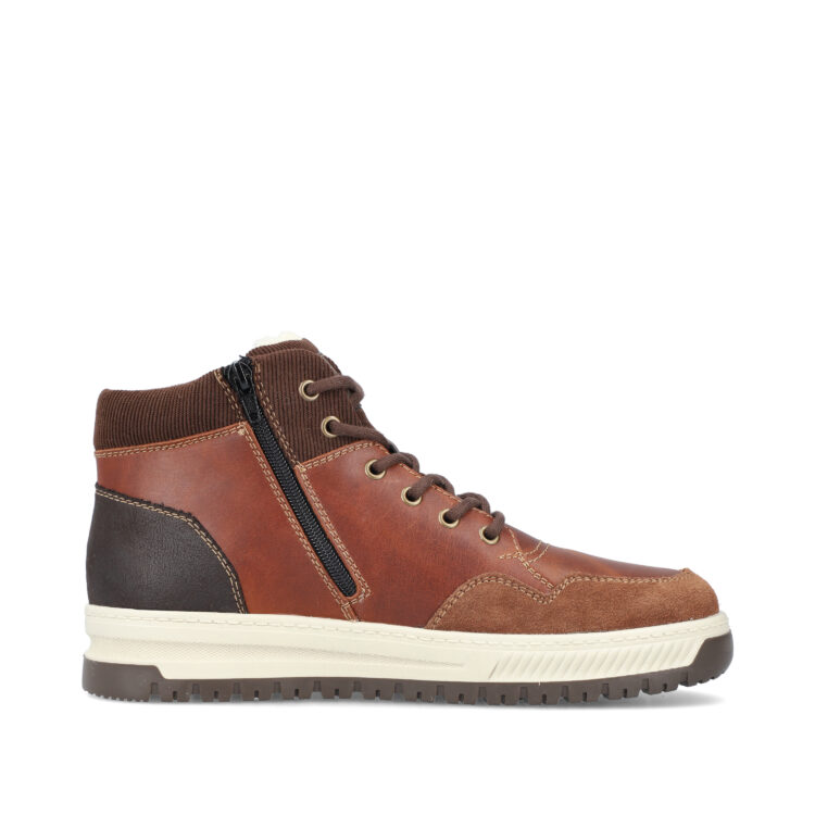 Bottines chaudes pour homme marque Rieker. Référence 38544-24 Braun. Disponible chez Chauss'Family magasin de chaussures Issoire.