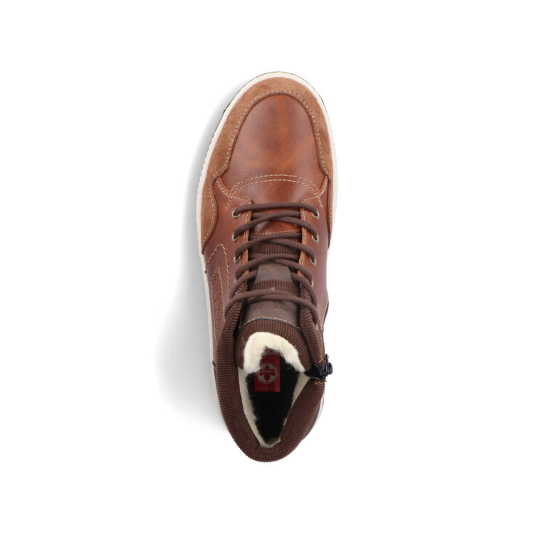Bottines chaudes pour homme marque Rieker. Référence 38544-24 Braun. Disponible chez Chauss'Family magasin de chaussures Issoire.