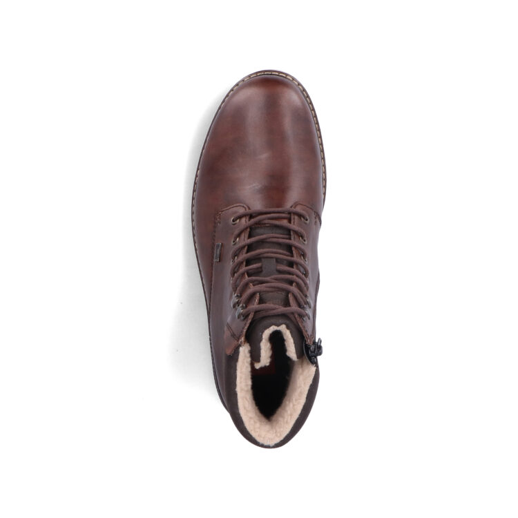 Bottines chaudes pour homme marque Rieker. Référence 39430-25 Braun. Disponible chez Chauss'Family magasin de chaussures Issoire.