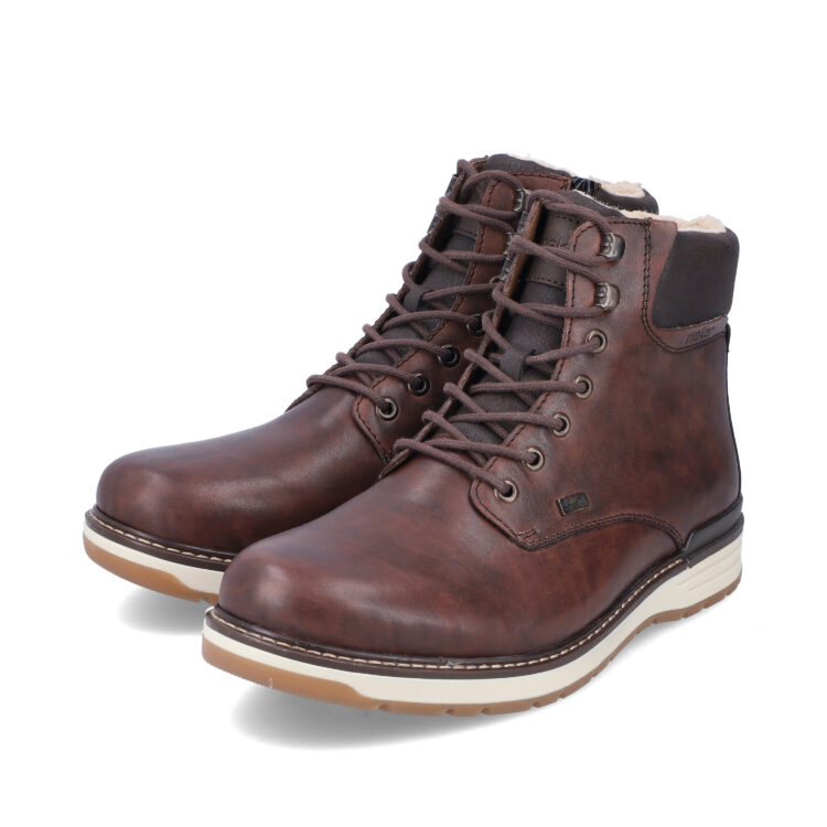 Bottines chaudes pour homme marque Rieker. Référence 39430-25 Braun. Disponible chez Chauss'Family magasin de chaussures Issoire.