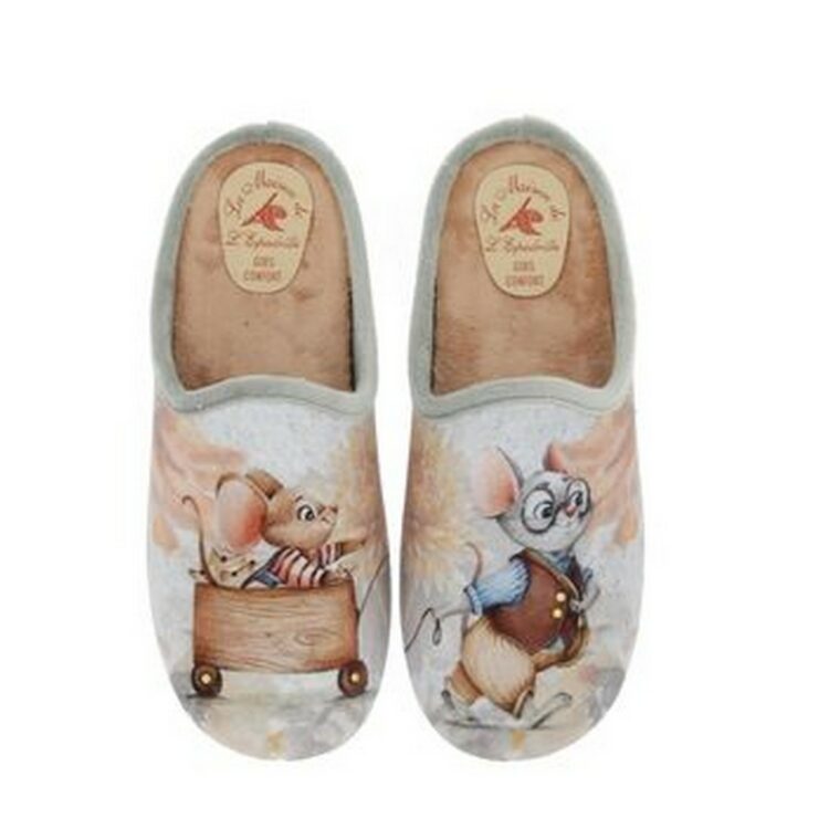 Mules motif souris pour femme de la marque La maison de l'espadrille référence 6514 Gris. Disponible chez Chauss'Family magasin chaussures Issoire