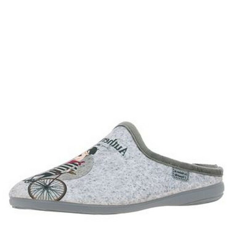 Mules motif vélo pour homme marque La maison de l'espadrille référence 6746 Gris. Disponible chez Chauss'Family magasin de chaussures à Issoire.