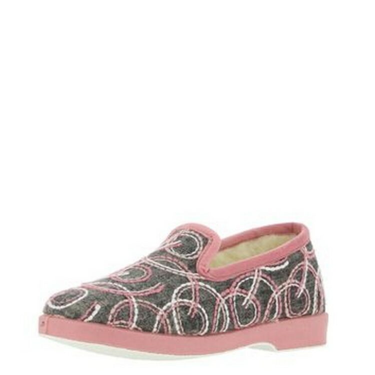 Charentaises motif automne femme marque La maison de l'espadrille référence 7640 rose. Disponible chez Chauss'Family magasin de chaussures à Issoire.