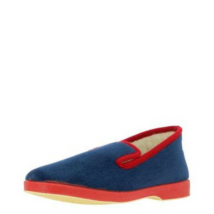 Charentaises bleu et rouge pour homme marque La maison de l'espadrille référence 7736 Marine. Disponible chez Chauss'Family magasin chaussures Issoire