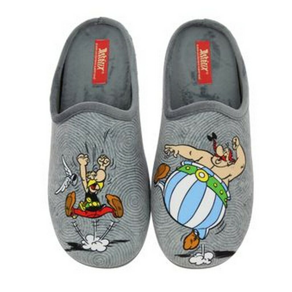 Mules motif Astérix pour homme marque La maison de l'espadrille référence A18H A18F gris. Disponible chez Chauss'Family magasin de chaussures à Issoire.