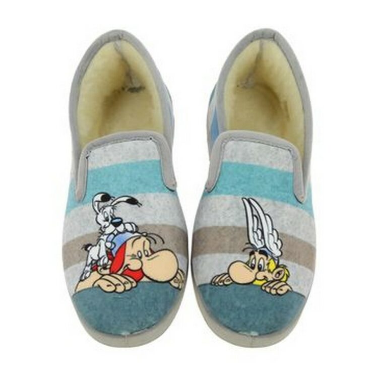 Charentaises motif Astérix pour homme marque La maison de l'espadrille référence A53F A53H Gris. Disponible chez Chauss'Family magasin chaussures Issoire