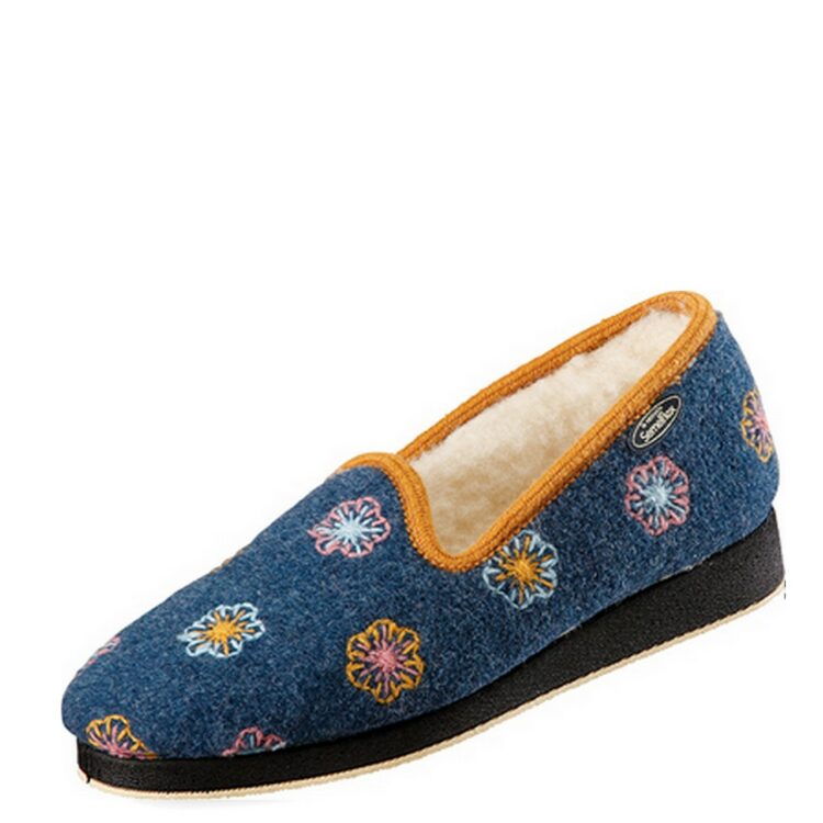 Charentaises femme marque Semelflex Calomona Bleu. Disponible chez Chauss'Family magasin chaussures Issoire