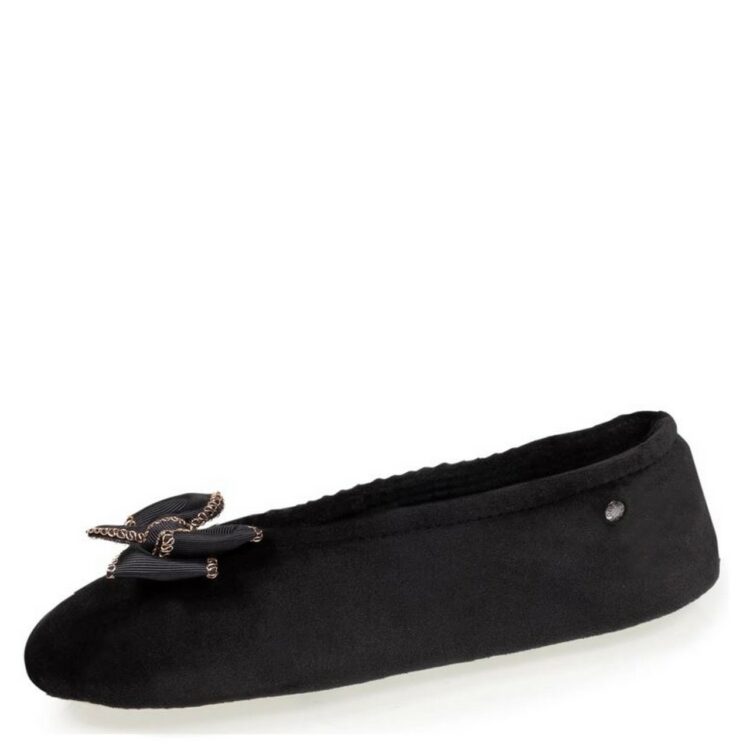 Ballerine noires Isotoner. Référence 97389 Noir. Disponible chez Chauss'Family magasin de chaussures et pantoufles à Issoire.