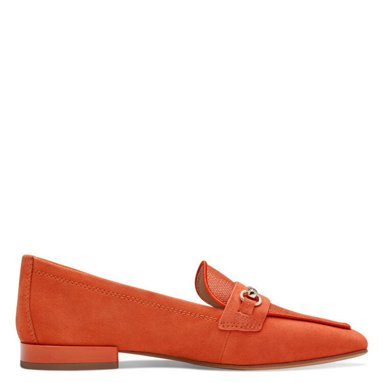 Mocassins orange de la marque Tamaris. Référence 24224-42 606 Orange. Disponible chez Chauss'Family magasin de chaussures à Issoire.