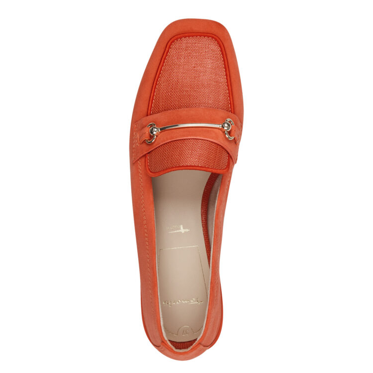 Mocassins orange de la marque Tamaris. Référence 24224-42 606 Orange. Disponible chez Chauss'Family magasin de chaussures à Issoire.